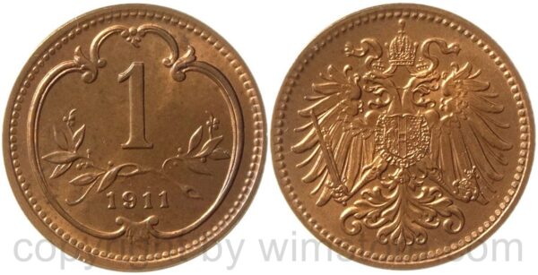 franz josef i., 1 heller 1911, kupfer, st franz josef i., 1 heller 1911, kupfer, st