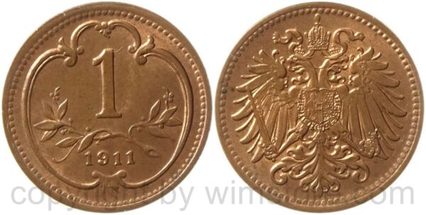 franz josef i., 1 heller 1911, kupfer, st franz josef i., 1 heller 1911, kupfer, st