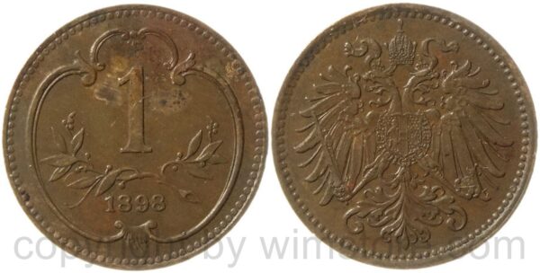 franz josef i., 1 heller 1898, kupfer, ss