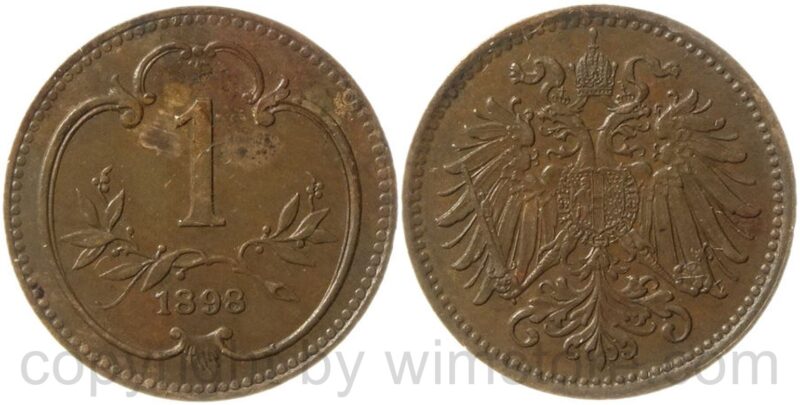 franz josef i., 1 heller 1898, kupfer, ss franz josef i., 1 heller 1898, kupfer, ss