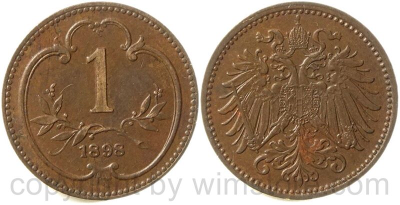 franz josef i., 1 heller 1898, kupfer, ss franz josef i., 1 heller 1898, kupfer, ss