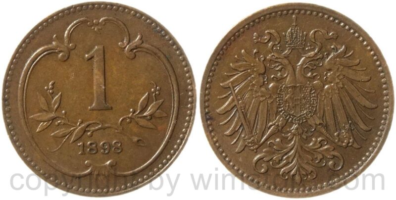 franz josef i., 1 heller 1898, kupfer, ss franz josef i., 1 heller 1898, kupfer, ss