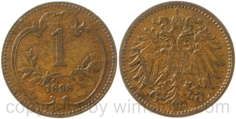franz josef i., 1 heller 1898, kupfer, ss franz josef i., 1 heller 1898, kupfer, ss