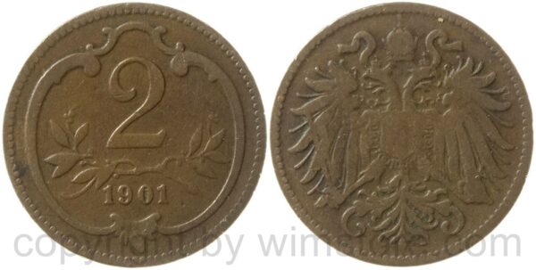 franz josef i., 2 heller 1901, kupfer, ss franz josef i., 2 heller 1901, kupfer, ss