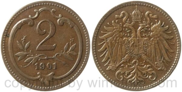 franz josef i., 2 heller 1901, kupfer, ss franz josef i., 2 heller 1901, kupfer, ss