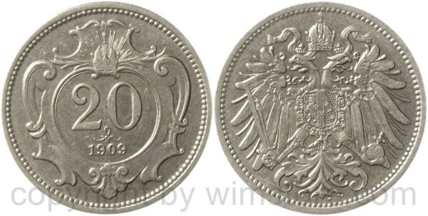 franz josef i., 20 heller 1909, nickel, ss franz josef i., 20 heller 1909, nickel, ss