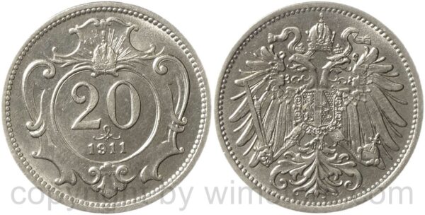 franz josef i., 20 heller 1911, nickel, vz st
