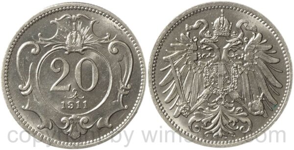 franz josef i., 20 heller 1911, nickel, st