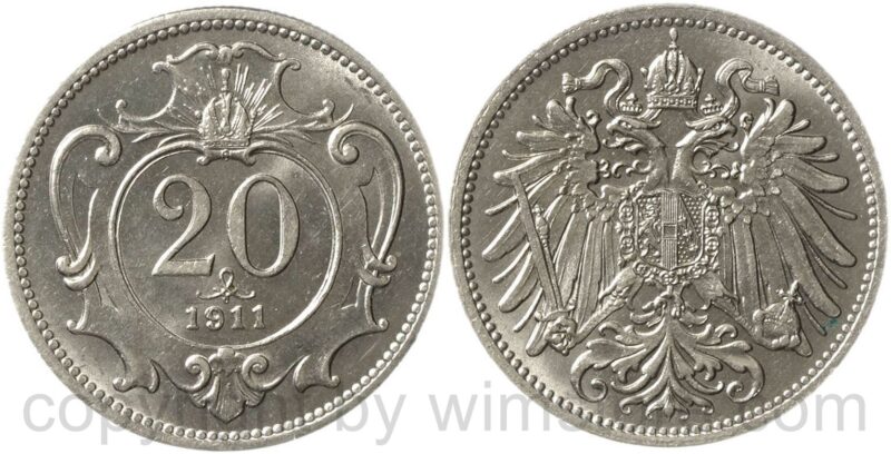 franz josef i., 20 heller 1911, nickel, st