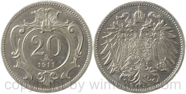franz josef i., 20 heller 1911, nickel, st