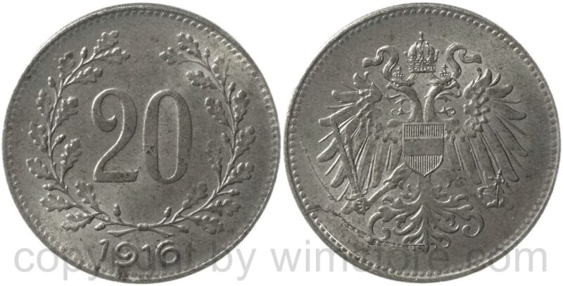 franz josef i., 20 heller 1916, eisen, st, kl. fleck