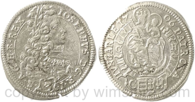 josef i. 1705 1711, groschen (3 kreuzer) 1706 c wappen hs, pressburg, silber, ss josef i. 1705 1711, groschen (3 kreuzer) 1706 c wappen hs, pressburg, silber, ss