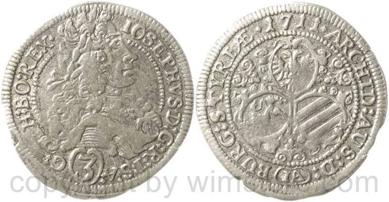 josef i. 1705 1711, grogroschen (3 kreuzer)schen 1711 ia, graz, münzmeister j.j. aigmann, silber, s ss josef i. 1705 1711, grogroschen (3 kreuzer)schen 1711 ia, graz, münzmeister j.j. aigmann, silber, s ss