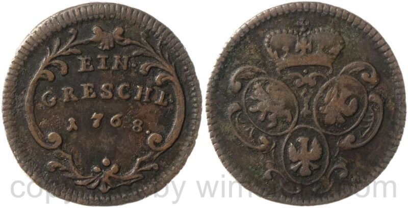 maria theresia 1740 1780, ein greschl 1768, kupfer, ss maria theresia 1740 1780, ein greschl 1768, kupfer, ss
