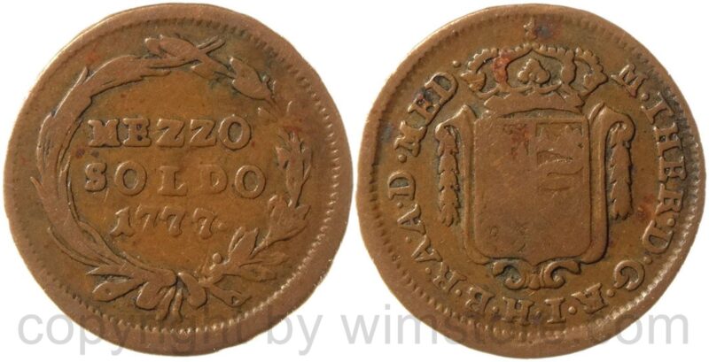 maria theresia 1740 1780, mezzo soldo 1777, kupfer, s maria theresia 1740 1780, mezzo soldo 1777, kupfer, s