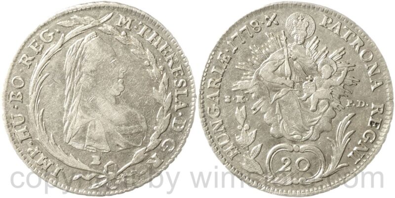 maria theresia 1740 1780, 20 kreuzer 1778 b // s.k. p.d., kremnitz, silber, vz maria theresia 1740 1780, 20 kreuzer 1778 b // s.k. p.d., kremnitz, silber, vz