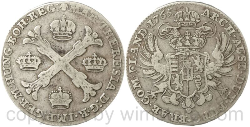 maria theresia 1740 1780, kronentaler 1765 brüssel, silber, ss maria theresia 1740 1780, kronentaler 1765 brüssel, silber, ss