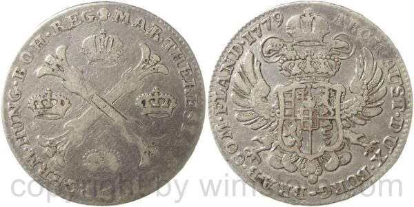 maria theresia 1740 1780, kronentaler 1779 brüssel, silber, ss