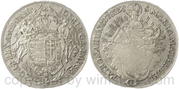 josef ii. 1780 1790, alleinregent, 1/2 madonnentaler 1788 b, kremnitz, silber, ss