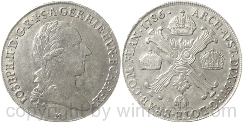 josef ii. 1780 1790, alleinregent, 1/2 kronentaler 1786 m, mailand, silber, ss josef ii. 1780 1790, alleinregent, 1/2 kronentaler 1786 m, mailand, silber, ss