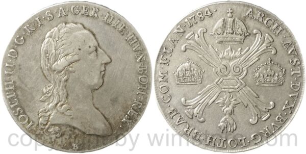 josef ii. 1780 1790, alleinregent, kronentaler 1784 b, kremnitz, silber, ss