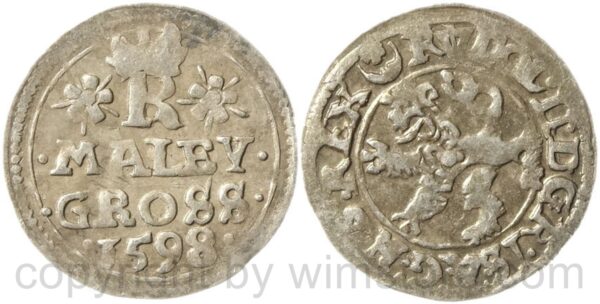rudolf ii. 1576 1612, maleygroschen 1598 joachimstal, münzmeister paul hofmann, silber, ss vz