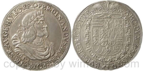 ferdinand iii. 1637 1657, taler 1651 wien, silber, vz, henkelspur