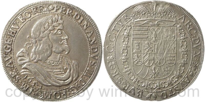 ferdinand iii. 1637 1657, taler 1651 wien, silber, vz, henkelspur ferdinand iii. 1637 1657, taler 1651 wien, silber, vz, henkelspur