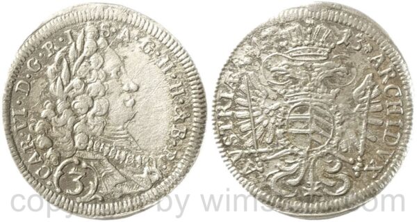 karl vi. 1711 1740, groschen (3 kreuzer) 1713 münchen, silber, ss vz, legierungsfehler