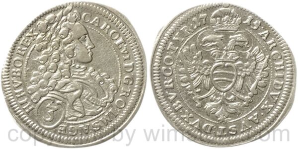 karl vi. 1711 1740, groschen (3 kreuzer) 1715 wien, silber, vz