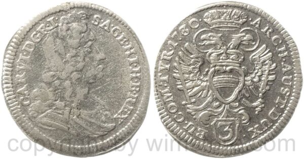 karl vi. 1711 1740, groschen (3 kreuzer) 1730 wien, silber, ss