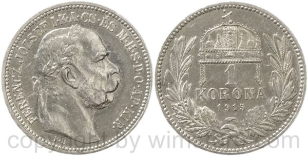 franz josef i., 1 korona 1915, silber, vz stgl