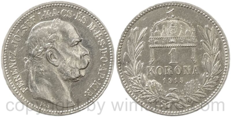 franz josef i., 1 korona 1915, silber, vz stgl