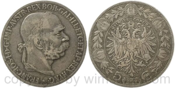 franz josef i., 5 kronen 1900, silber, s ss