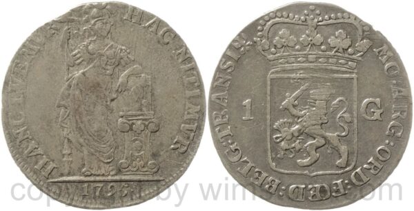 niederlande, 1 gulden 1795, ss, min justiert niederlande, 1 gulden 1795, ss, min justiert