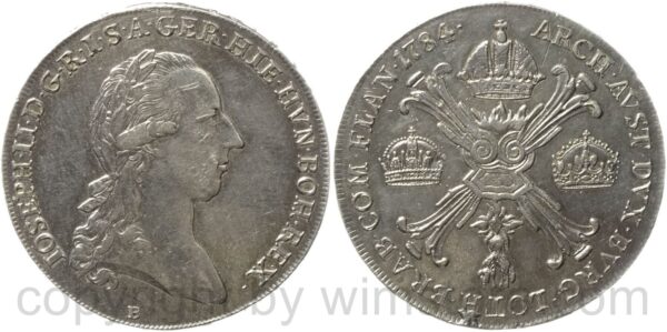 josef ii. 1765 1790, kronenthaler 1784 b, ss vz, entfernter henkel