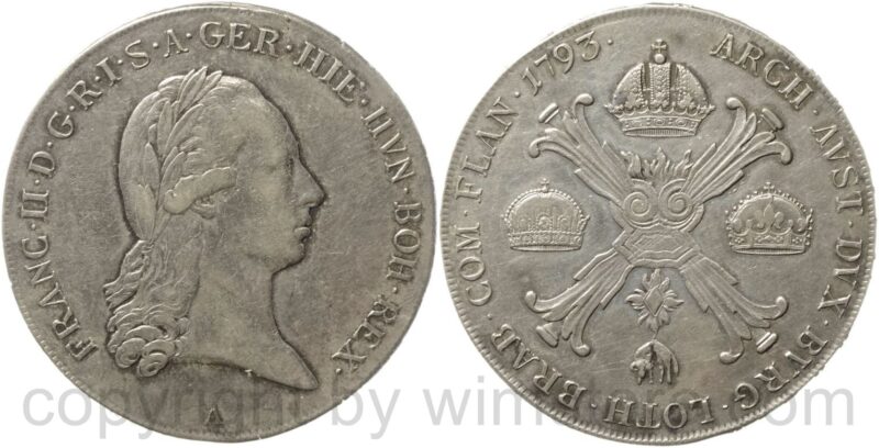 franz ii. 1792 1835, kronentaler 1793 a, ag, ss/ss+ franz ii. 1792 1835, kronentaler 1793 a, ag, ss/ss+