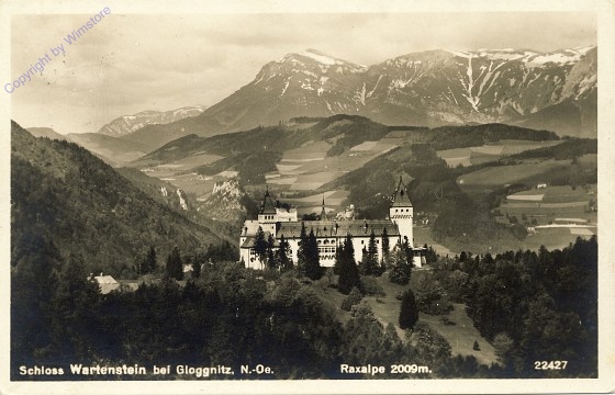 ak100474 Wartenstein, Schloss Wartenstein gegenüber der Raxalpe