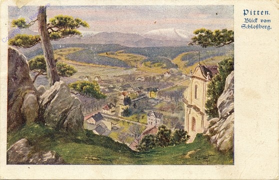 ak100591a Pitten, Blick vom Schloßberg