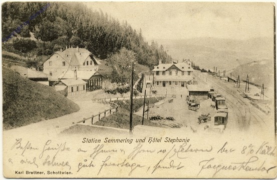 Semmering, Bahnstation und Hotel Stephanie