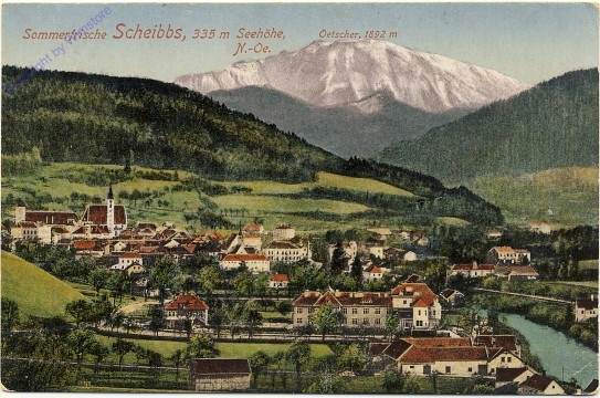 Scheibbs, Ortsansicht mit Ötscher