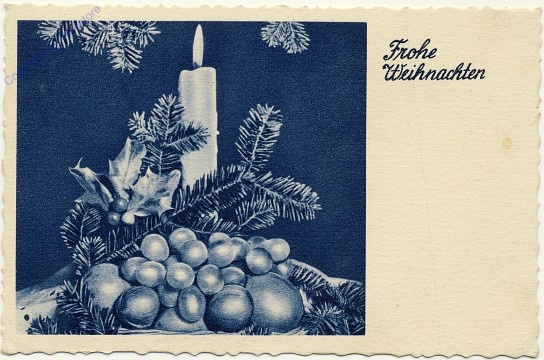 Zweig mit Kerze, Frohe Weihnachten