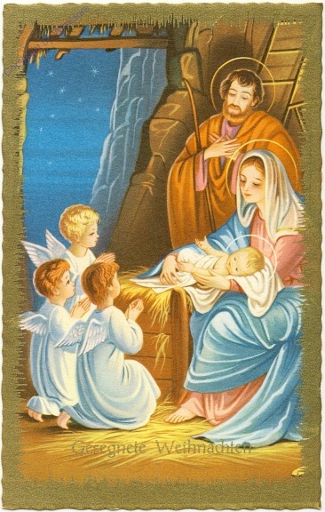 Krippenszene mit Engel