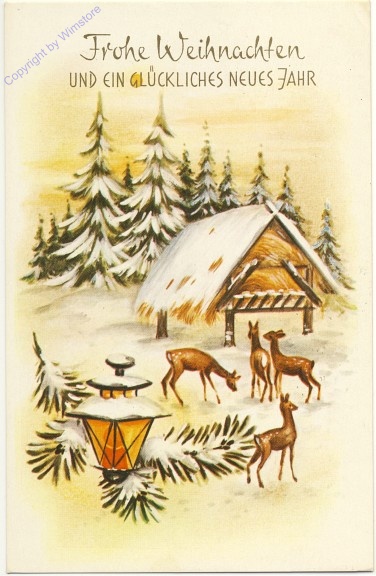 Rehe bei Futterkrippe im verschneiten Wald
