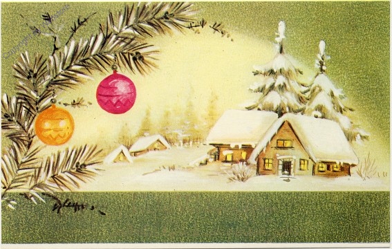 Verschneites Dorf