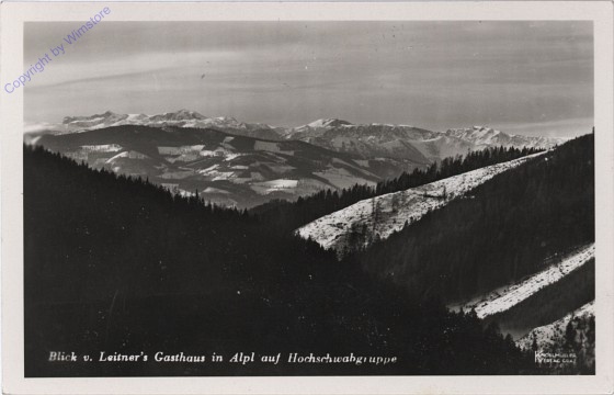 Alpl, Gasthof Leitner, Blick auf Hochschwabgruppe
