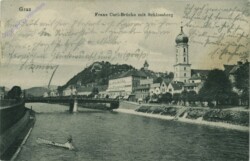 Graz, Franz Carl-Brücke mit Schlossberg