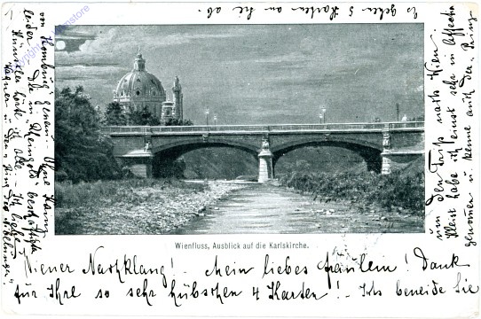 ak102985 Wienfluss, Ausblick auf die Karlskirche