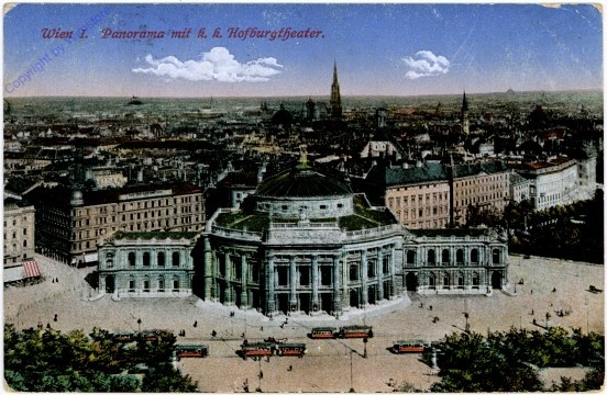ak103861 Wien 1, Panorama mit k.k. Hofburgtheater