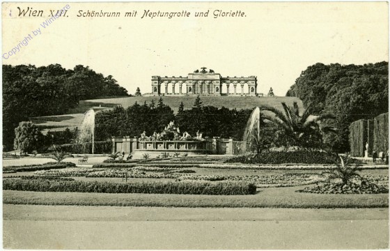 Wien 13, Schönbrunn mit Neptungrotte und Gloriette
